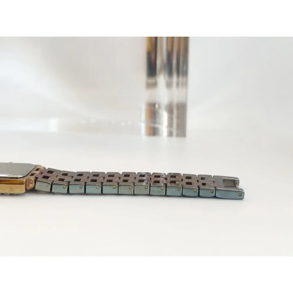 Anne Klein Gold T 735H Rhinestone Mother of Pearl Vintage Wristwatch - 20mm